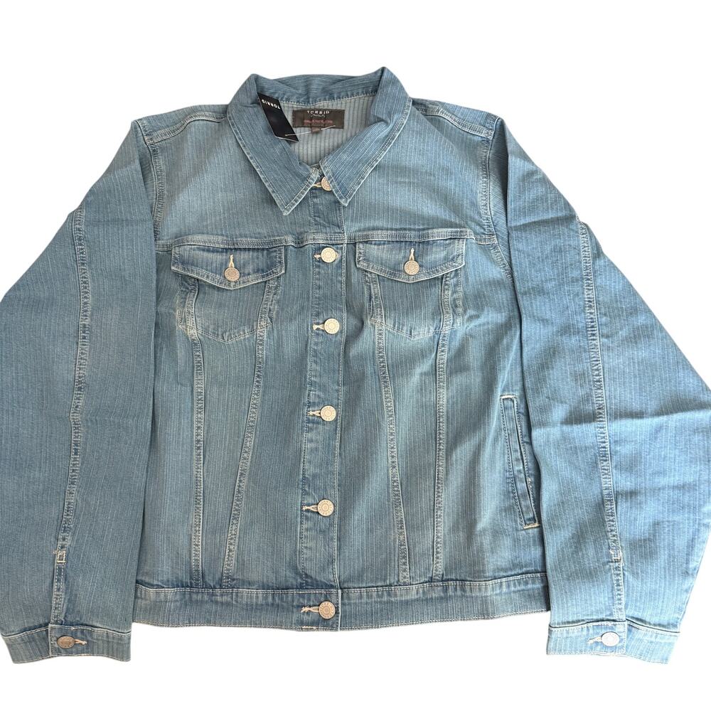 Torrid Women's Indigo Stripe Modern Denim Trucker Jacket - Size 5 - NWT